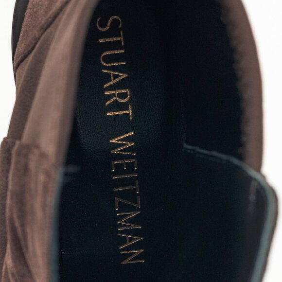 Stuart Weitzman 5050 Bold Hickory Sport Suede & Stretch Gabardine Booties - Picture 9 of 10